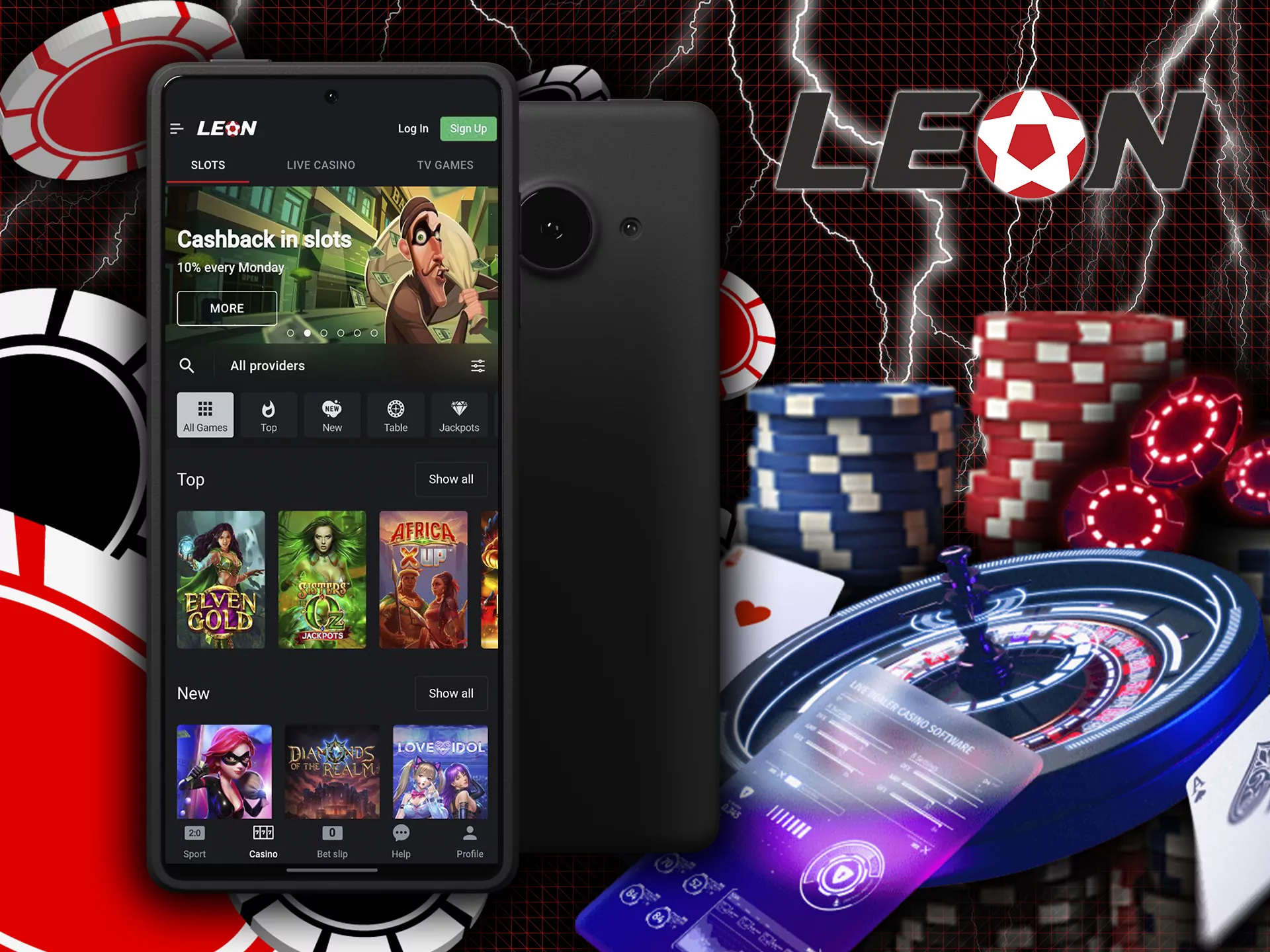 You can also play casino games via our app.