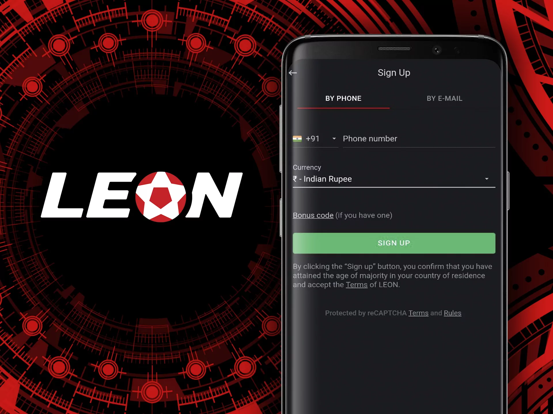 You can also install the Leon app and register via it.