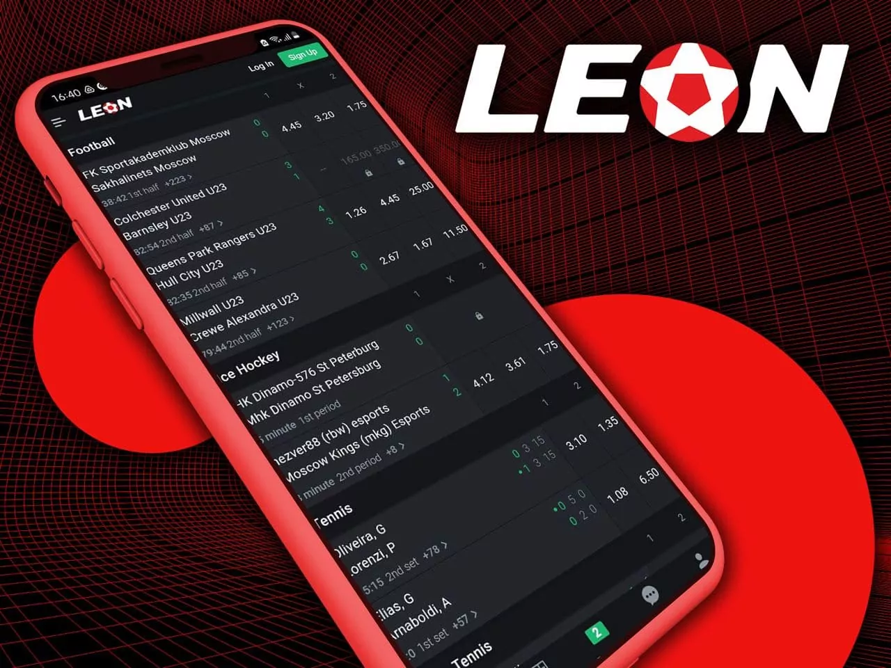 You can place bets in single, express and system in the Leon app.