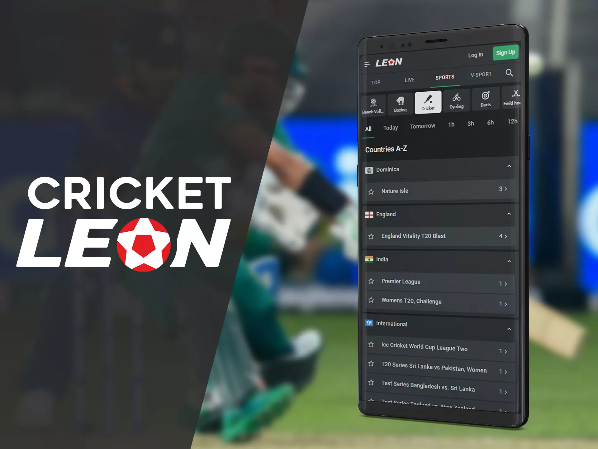 Place bets on cricket in the Leonbet app.