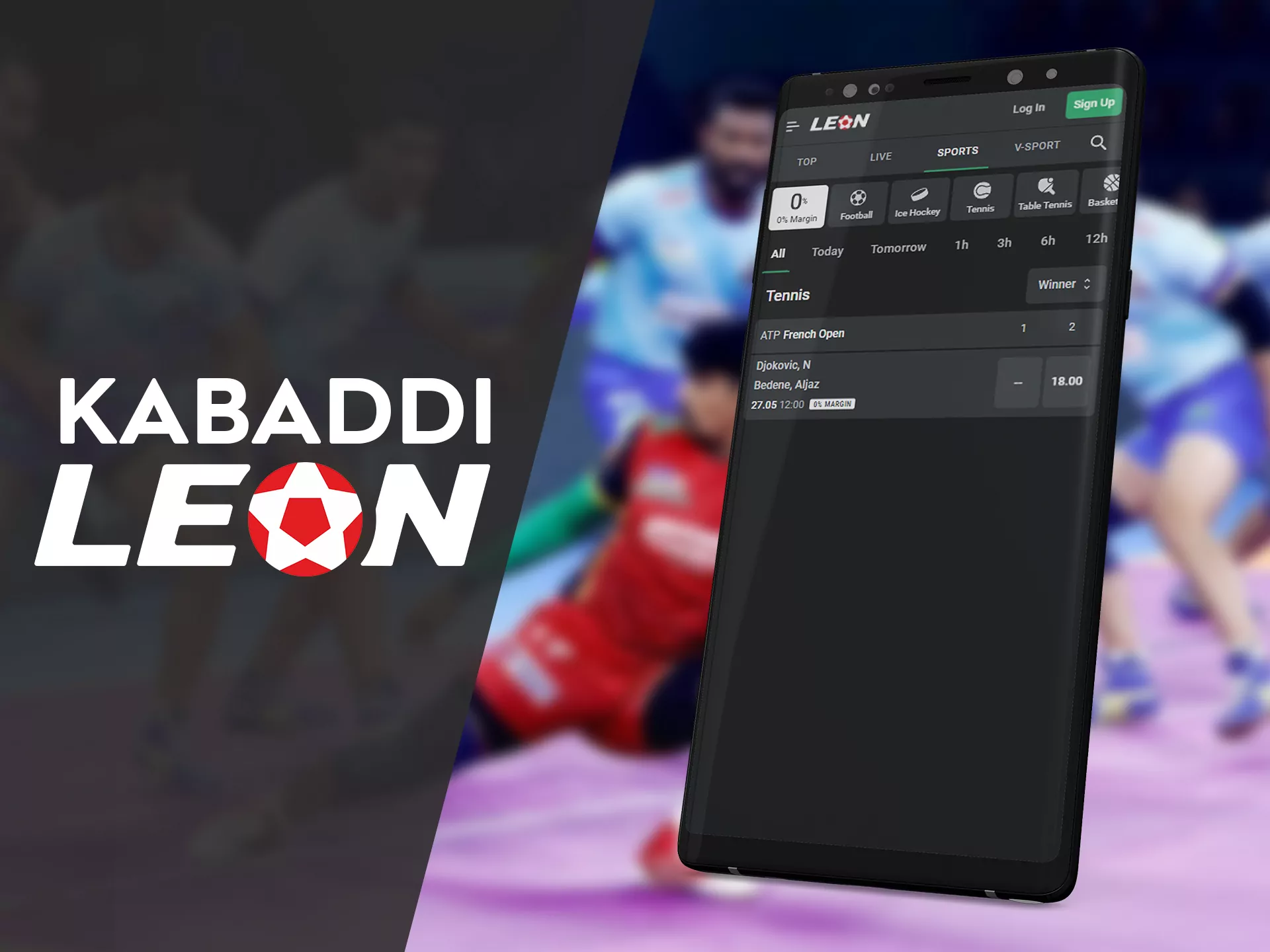 Bet on kabaddi events in the app.