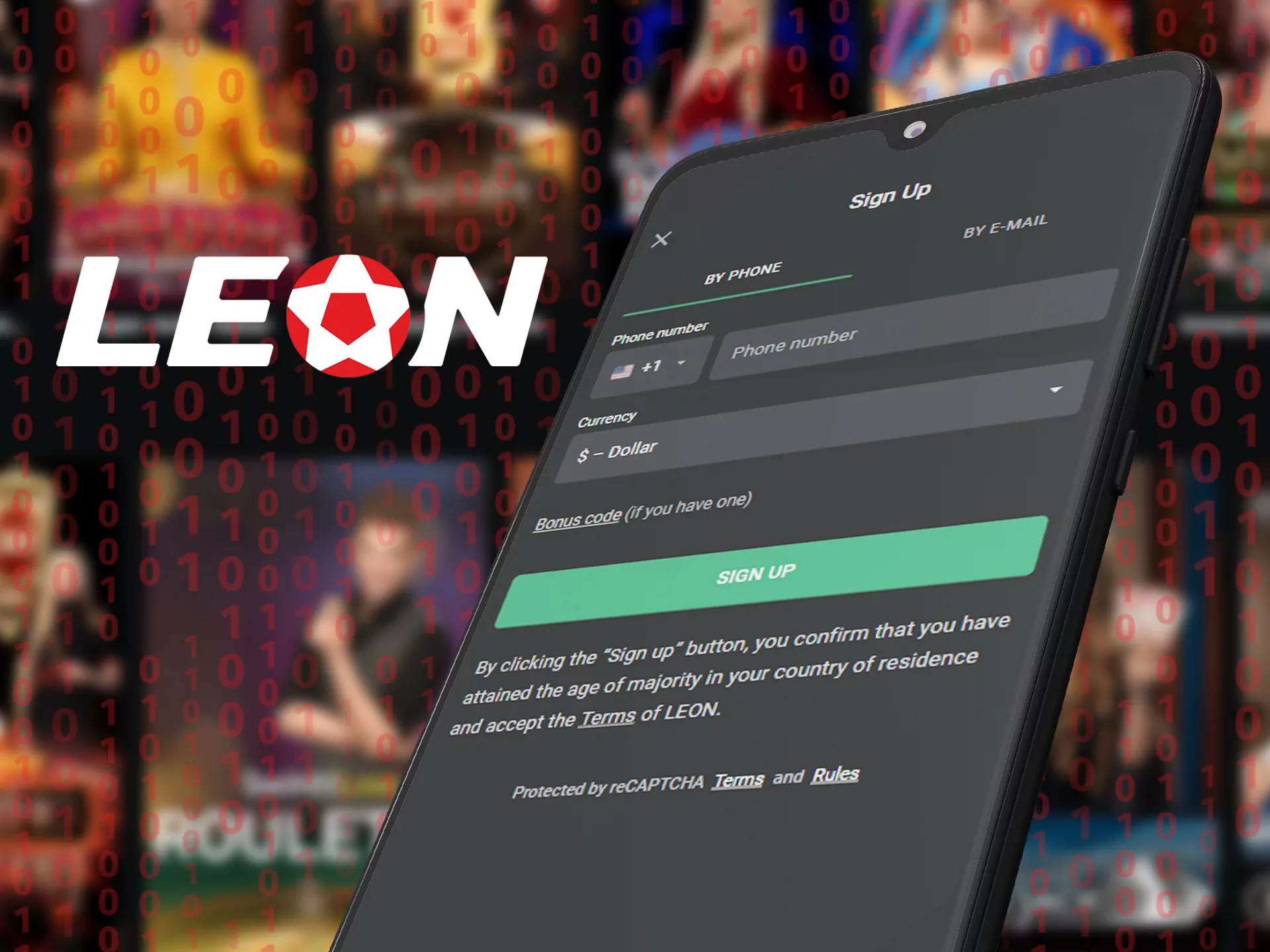 Use your username and password to log in to Leon bet.