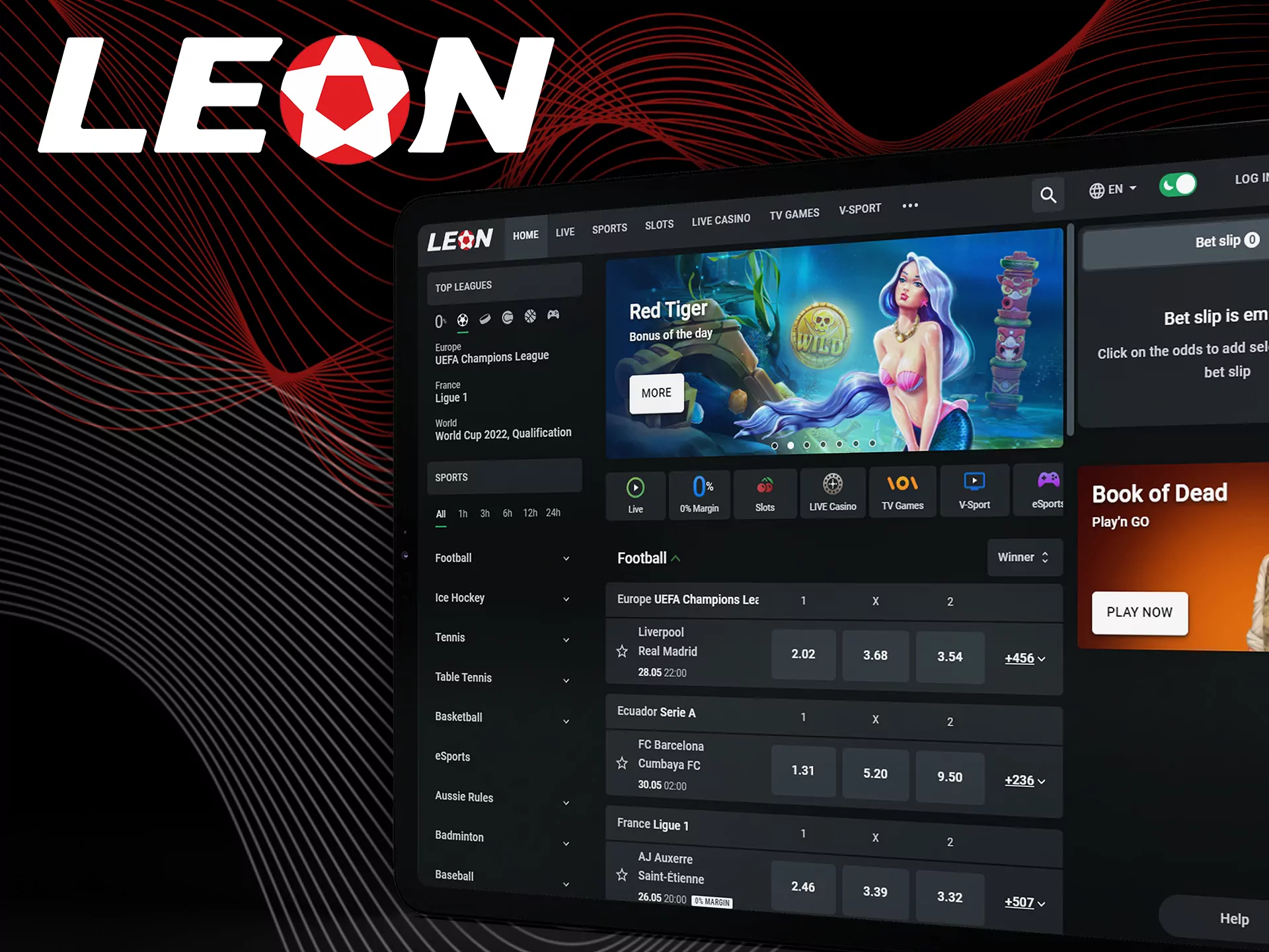 Use mobile browser to get access to the Leon Bet website.