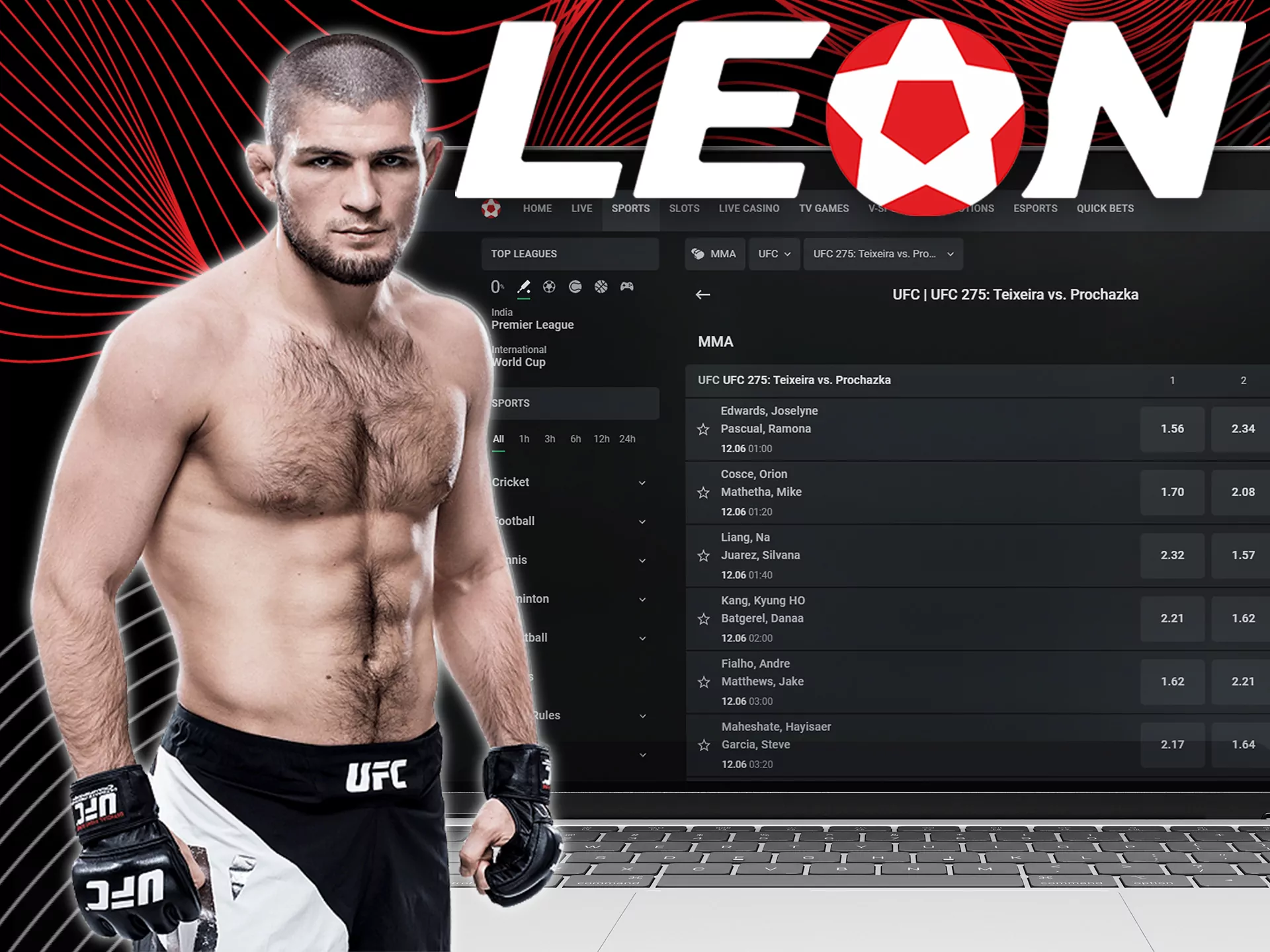 Bet on your favorite UFC fighters at Leon Bet.